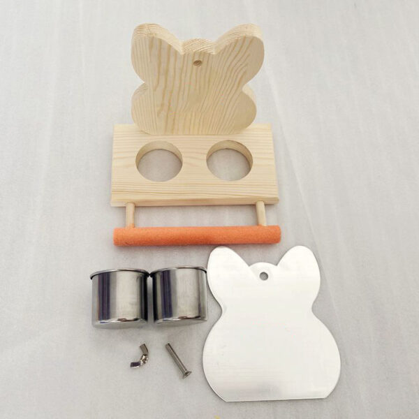 Parrot Puzzle Bird Toy Grinding Claw Stand Stainless Steel Food Cup Mirror - Image 3