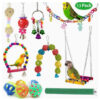 ⁦Parrot Combination Toy 10-Piece Set Wooden Bead Rotating Ladder Swing Stand Wooden Ladder Sepak Takraw Chewing Toy⁩ – תמונה ⁦6⁩