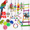 ⁦Parrot Combination Toy 10-Piece Set Wooden Bead Rotating Ladder Swing Stand Wooden Ladder Sepak Takraw Chewing Toy⁩ – תמונה ⁦4⁩