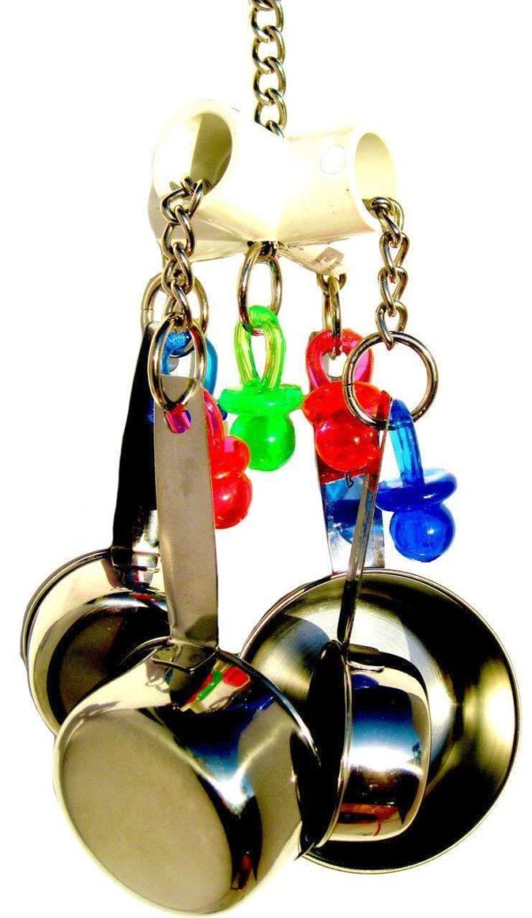 Parrot Bite Toy Stainless Steel Four-pot String - Image 4