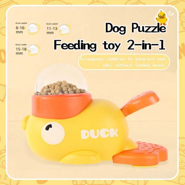 ⁦Dog Puzzle Feeder Interactive Pet Food Treat Dispenser Cartoon Duck Design Anti-slip Pets Automatic Feeder Toys For Dog Training Pet Products⁩ – תמונה ⁦2⁩