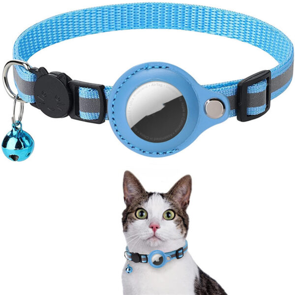 ⁦Reflective Collar Waterproof Holder Case For Airtag Air Tag Airtags Protective Cover Cat Dog Kitten Puppy Nylon Collar⁩ – תמונה ⁦7⁩