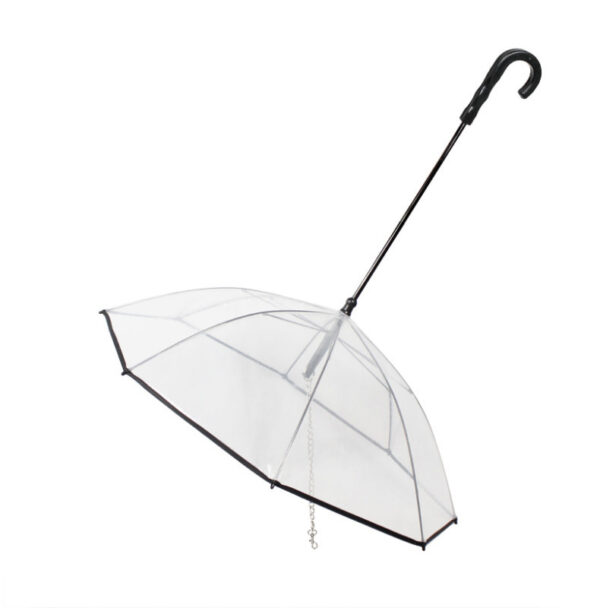 ⁦Dog's Transparent Umbrella With Traction Chain Removable Umbrella Pet Products⁩ – תמונה ⁦3⁩