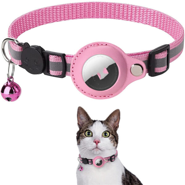 ⁦Reflective Collar Waterproof Holder Case For Airtag Air Tag Airtags Protective Cover Cat Dog Kitten Puppy Nylon Collar⁩ – תמונה ⁦8⁩