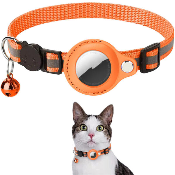 ⁦Reflective Collar Waterproof Holder Case For Airtag Air Tag Airtags Protective Cover Cat Dog Kitten Puppy Nylon Collar⁩ – תמונה ⁦6⁩