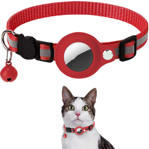 ⁦Reflective Collar Waterproof Holder Case For Airtag Air Tag Airtags Protective Cover Cat Dog Kitten Puppy Nylon Collar⁩ – תמונה ⁦10⁩