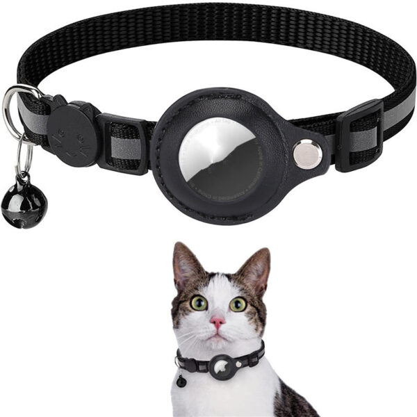 ⁦Reflective Collar Waterproof Holder Case For Airtag Air Tag Airtags Protective Cover Cat Dog Kitten Puppy Nylon Collar⁩ – תמונה ⁦5⁩