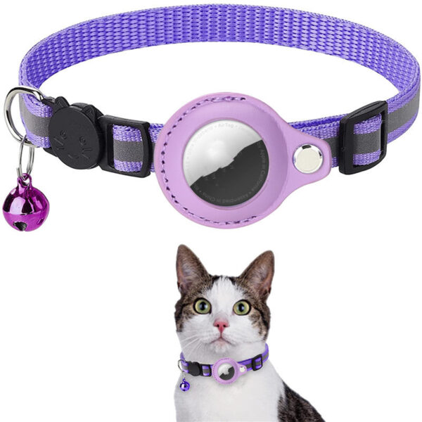 ⁦Reflective Collar Waterproof Holder Case For Airtag Air Tag Airtags Protective Cover Cat Dog Kitten Puppy Nylon Collar⁩ – תמונה ⁦9⁩